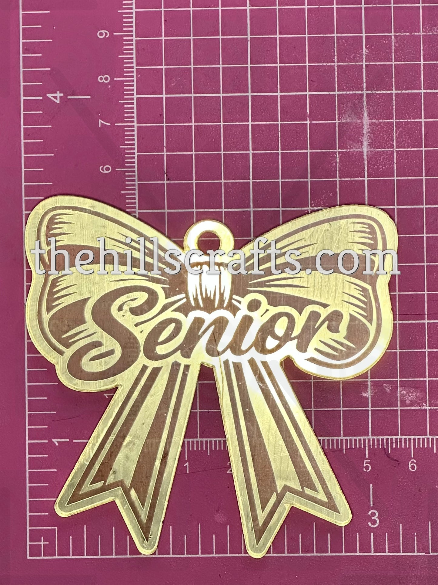 Senior with Lined Bow - Homecoming Trinkets - Mirror Acrylic Trinket