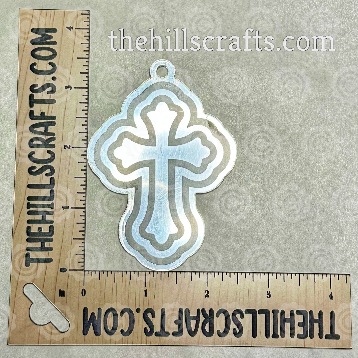 Cross With Outlines - Charm - Laser Engraved - Homecoming Trinket