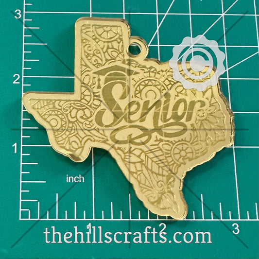 Senior Texas Floral Scroll Background Trinket
