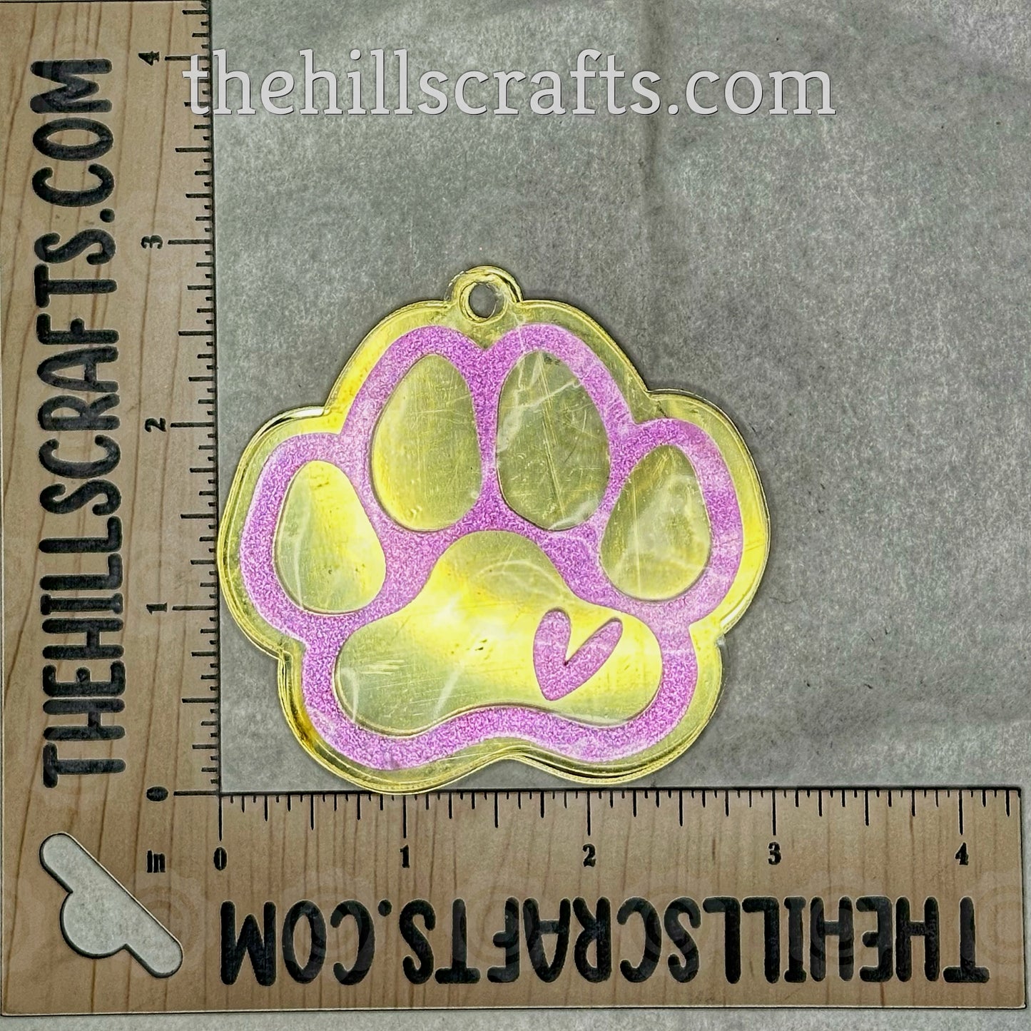Paw Print with Heart Trinket - Stacked 2 Layer Acrylic Homecoming Trinket