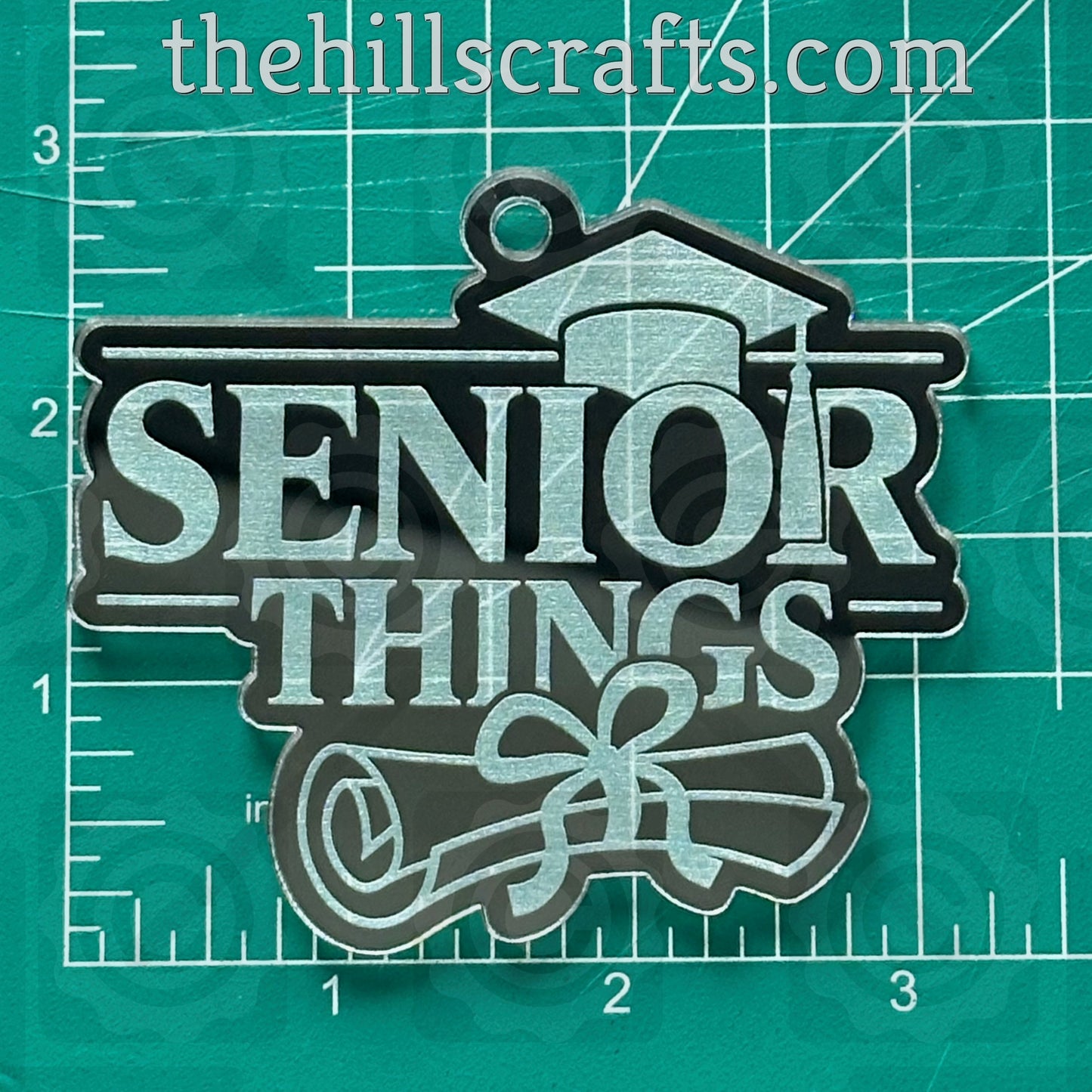 Senior Things Grad Cap Graduation Cap - Diploma - Homecoming Trinkets - Mirror Acrylic Trinket