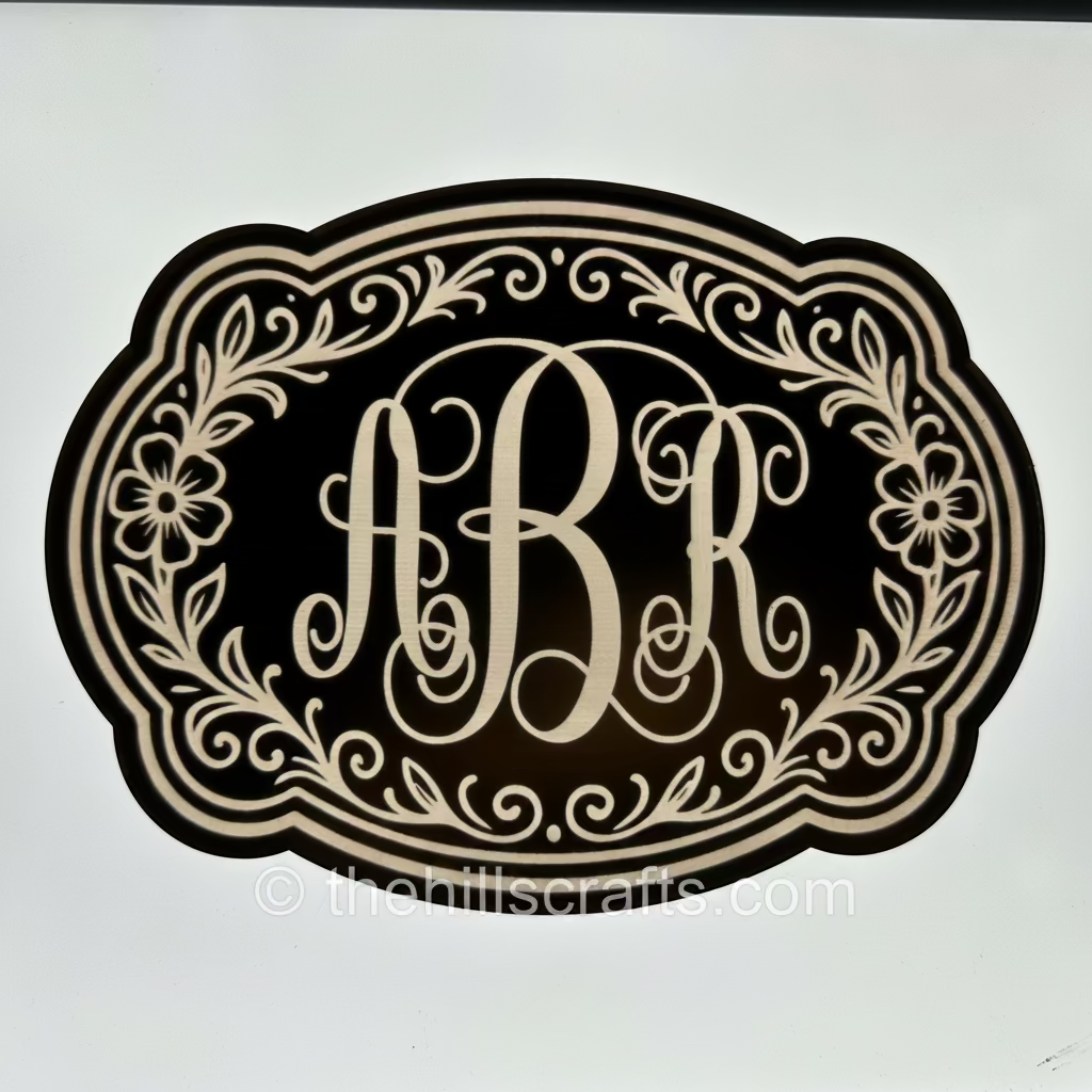 Monogram Belt Buckle Mum Center - Mirror Acrylic Mum Center or Trinket Single Layer Engraved