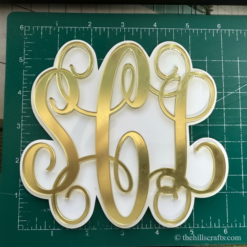 Custom Monogram - Mirror Acrylic Mum Center Two Layer