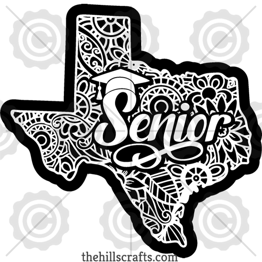 Senior Texas Floral Scroll Background Trinket