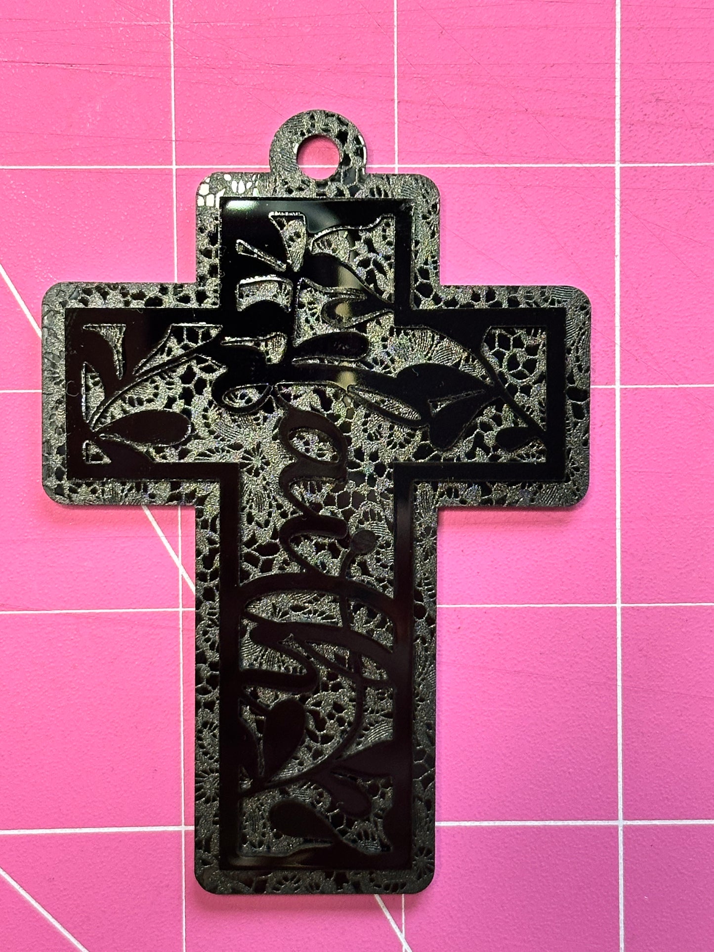 White on White Faith Cross