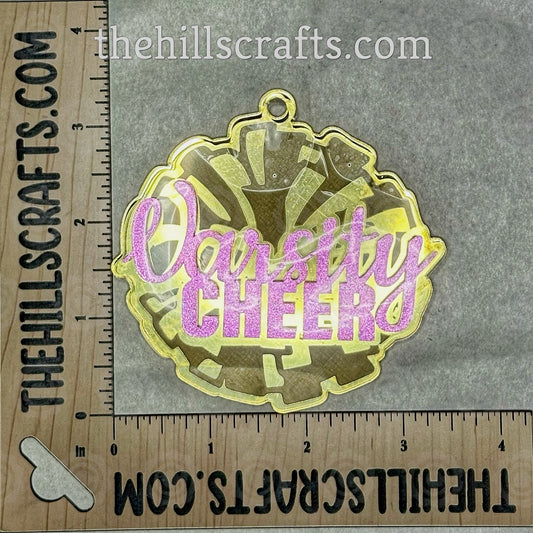 Varsity Cheerleader Pom Trinket - Stacked 2 Layer Acrylic Homecoming Trinket