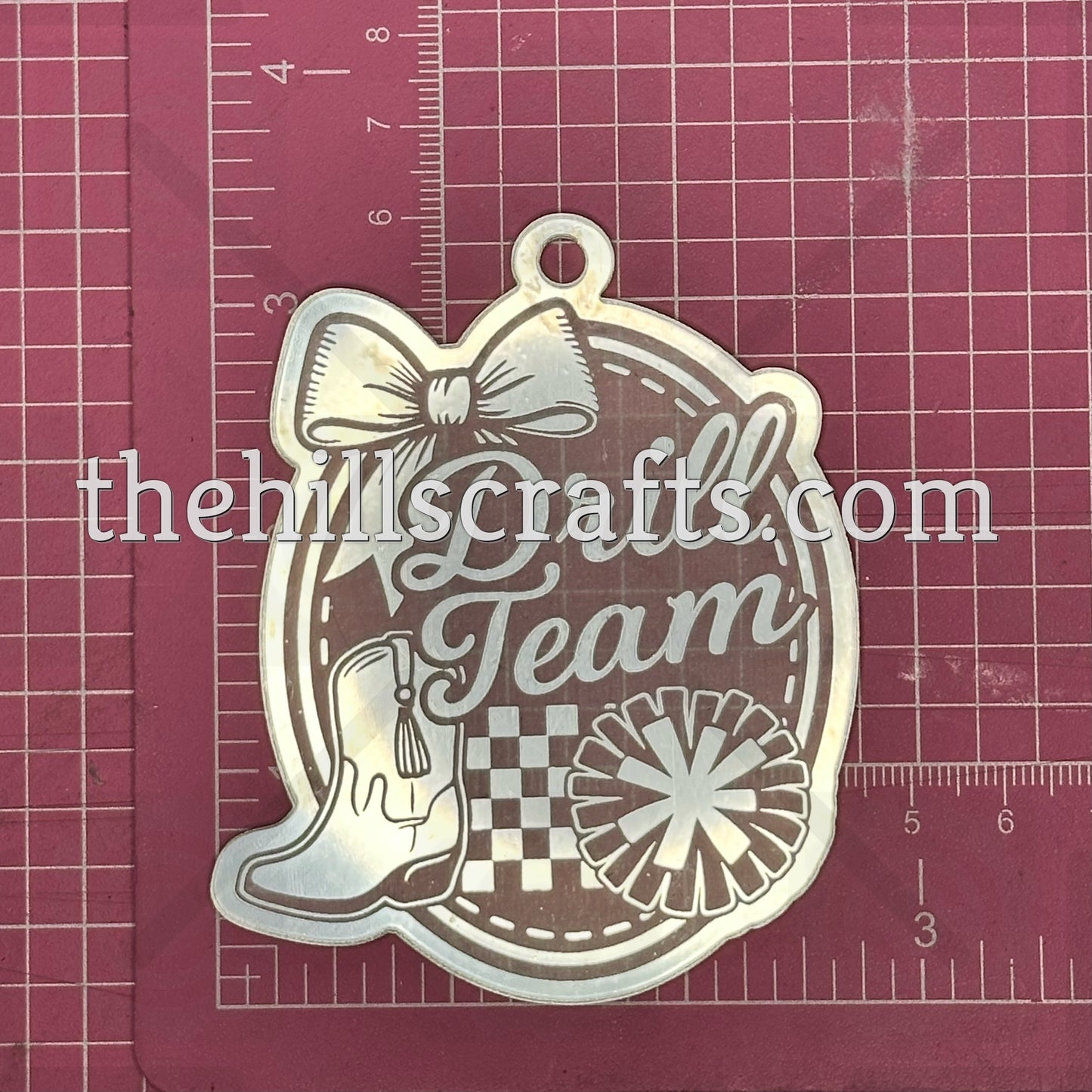 Drill Team Bow Pom Boot - Homecoming Trinket - Mirror Acrylic Trinket