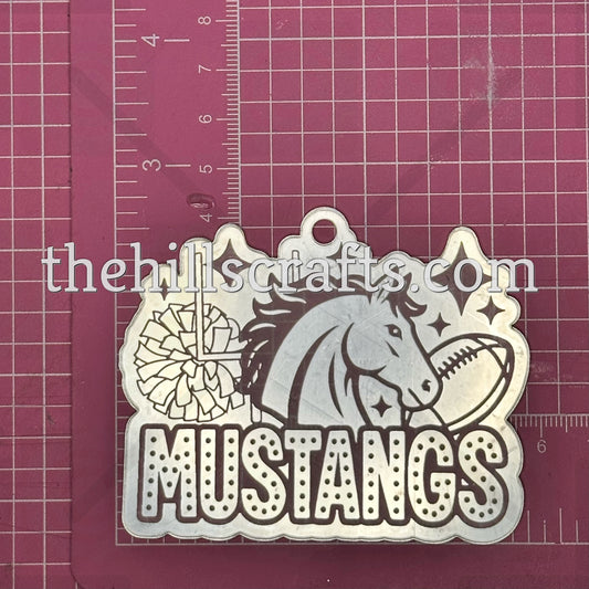 Mustangs Pom-Mascot-Football - Homecoming Trinket - Mirror Acrylic Trinket