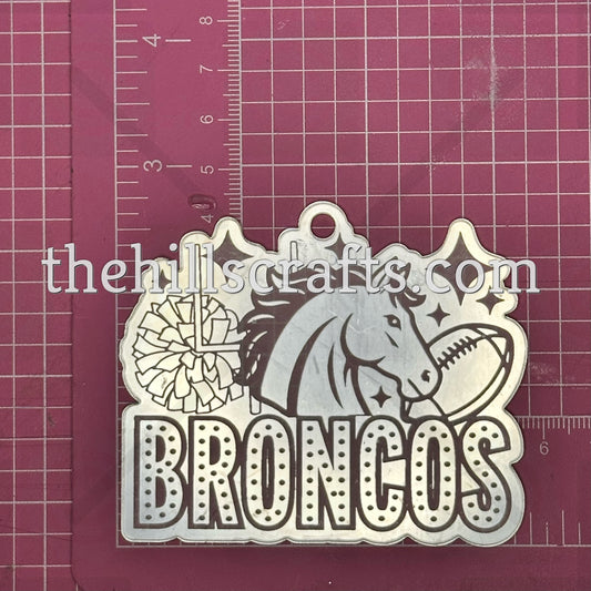 Broncos Pom-Mascot-Football - Homecoming Trinket - Mirror Acrylic Trinket