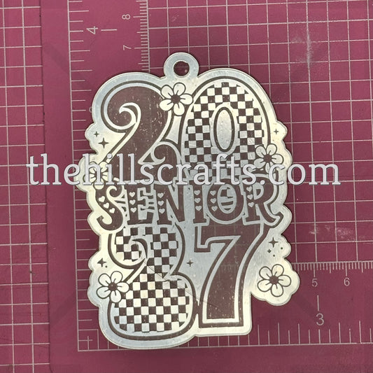 2027 Senior Checker with Flowers - Homecoming Trinkets - Mirror Acrylic Trinket