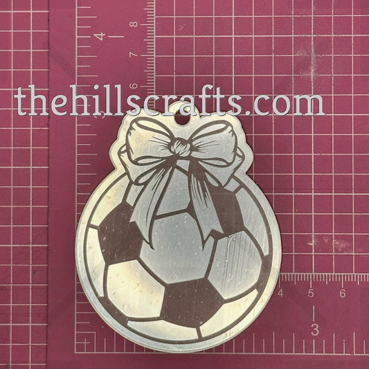 Soccer Ball with Bow - Homecoming Trinkets - Mirror Acrylic Trinket