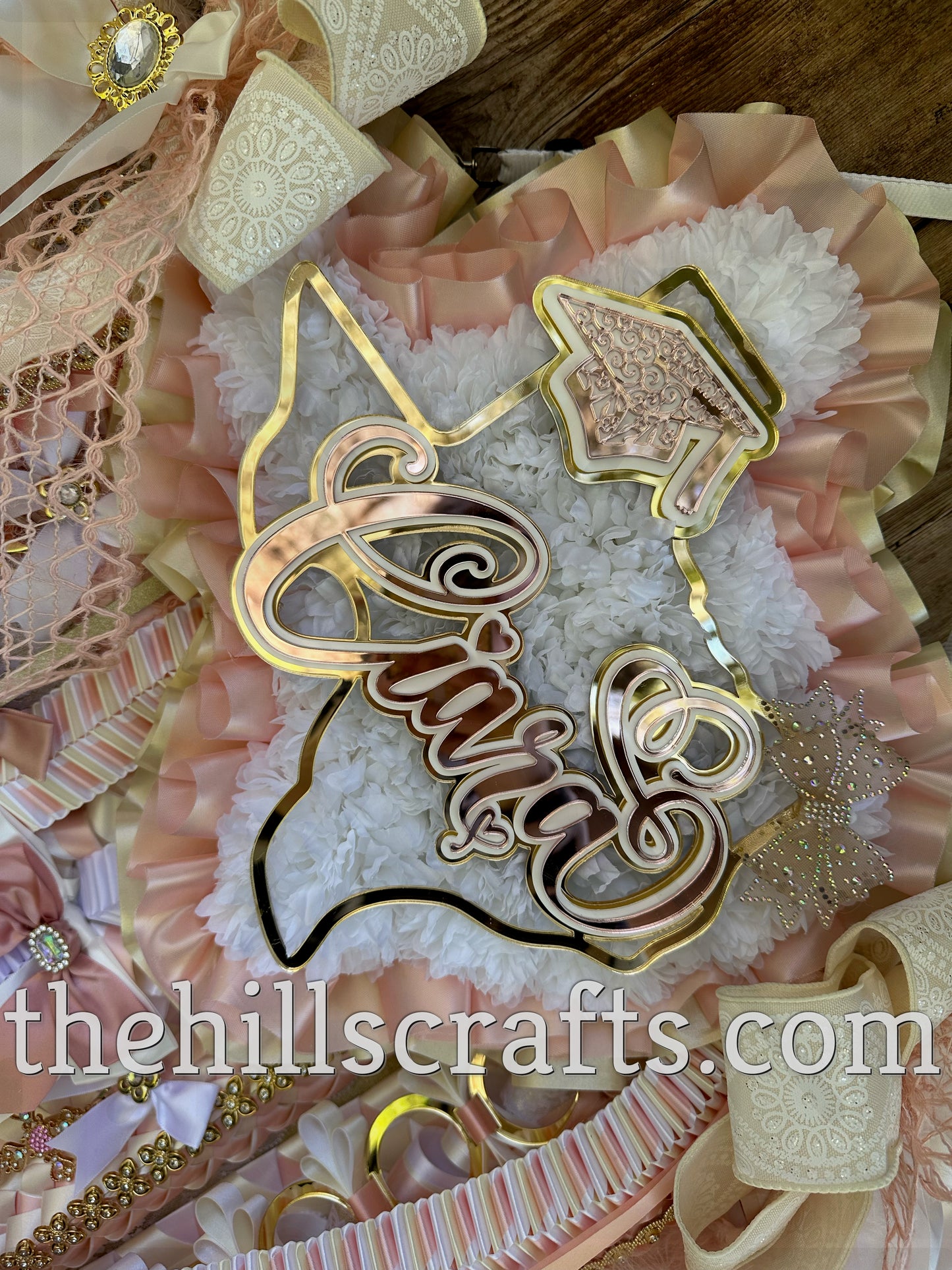 Custom Name  Senior Texas Shape Mum Center  - Three Layers