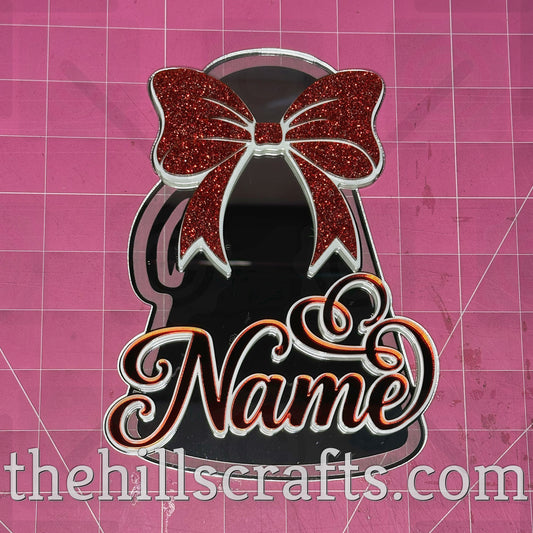 Custom Name Cheer Megaphone Mum Center  - Three Layers