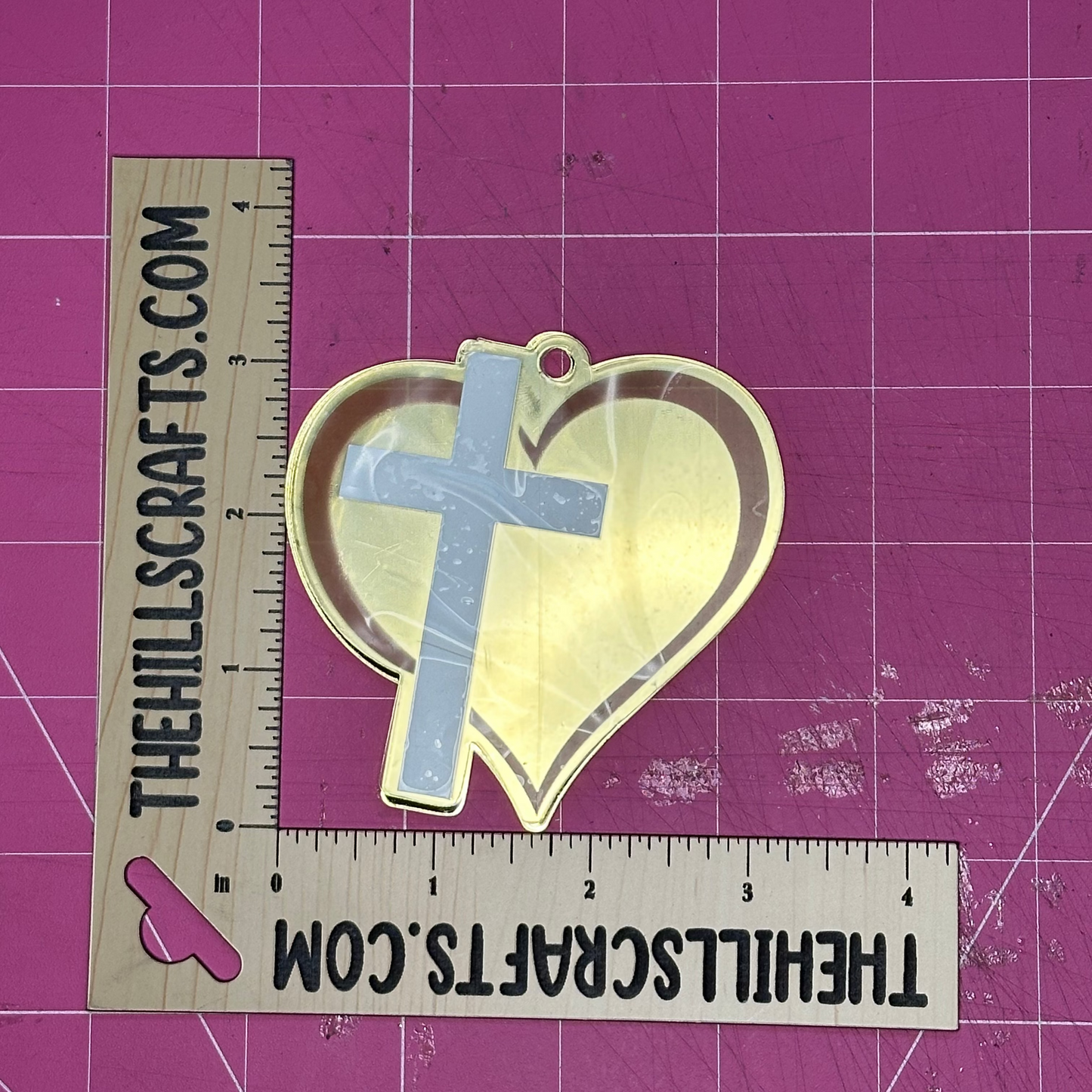 Heart with Cross Trinket - Stacked 2 Layer Acrylic Homecoming Trinket