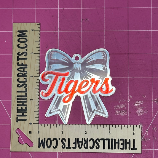Custom Mascot Bow - Stacked 2 Layer Acrylic Homecoming Trinket