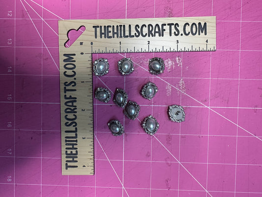 Pearl Silver Button Bling