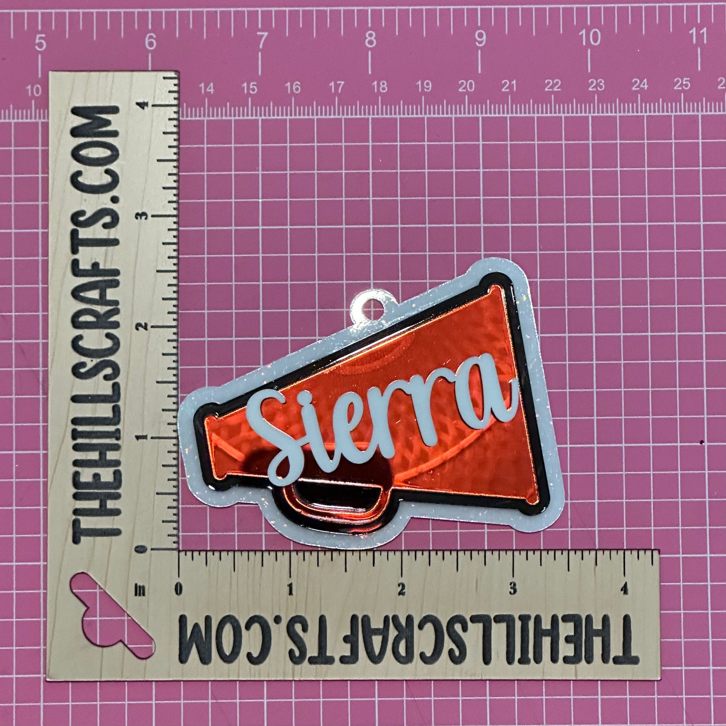 Custom Name Megaphone Cheer Hanging Trinket - Stacked 3 Layer Acrylic Homecoming Trinket