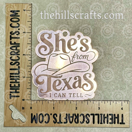 Texas - Girl - Charm - Single Layer Engraved Homecoming Trinket