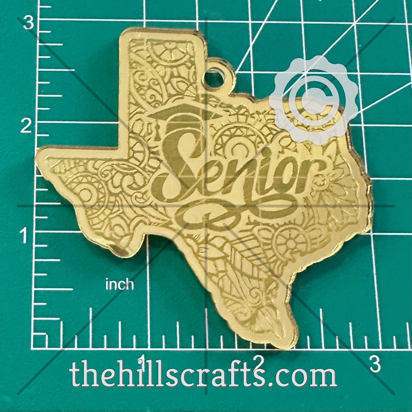 Senior Texas Floral Scroll Background Trinket