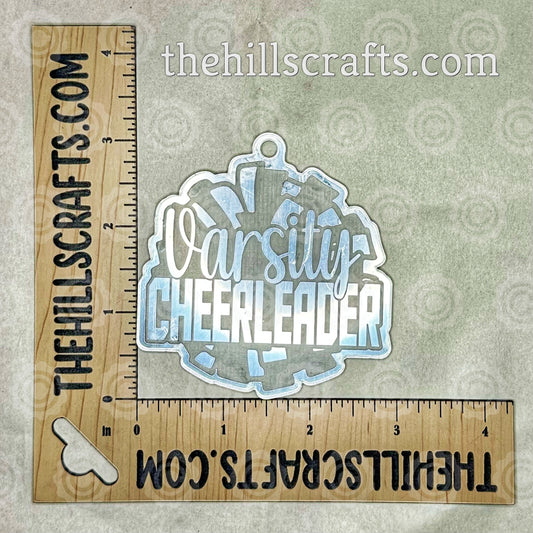 Varsity Cheerleader Pom Pom Homecoming Trinket - Mirror Acrylic Trinket