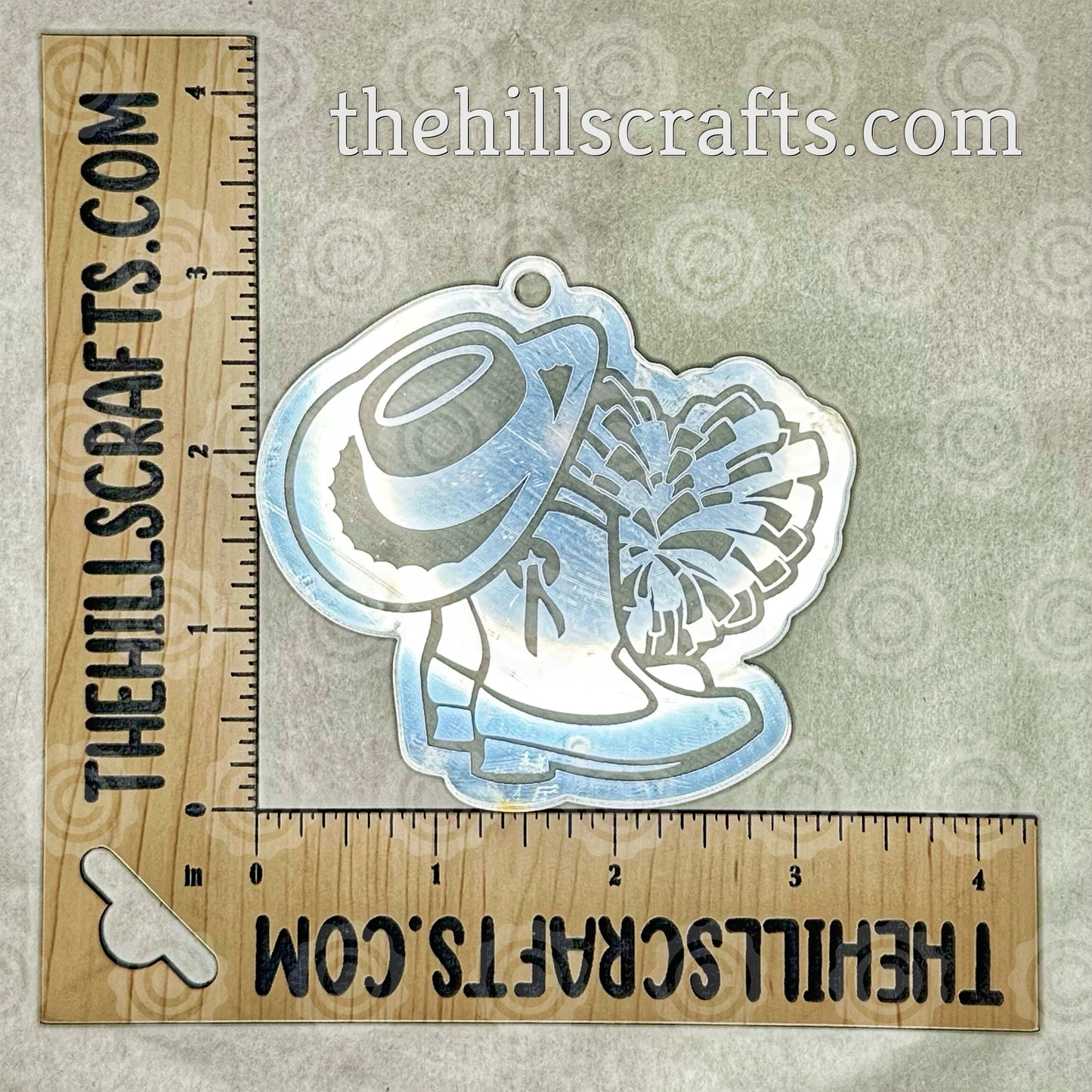 Drill Team Heart Pom - Boot - Hat Charm - Single Layer Engraved Homecoming Trinket