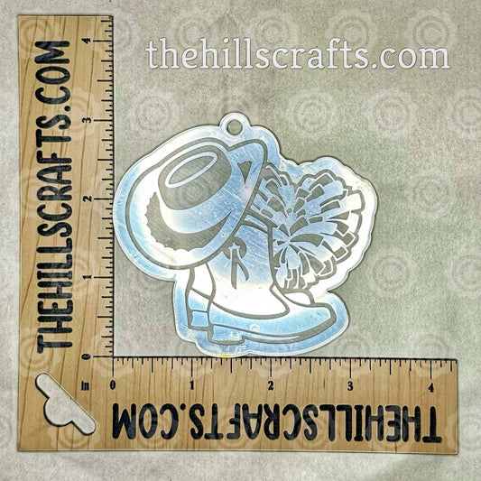 Drill Team Heart Pom - Boot - Hat Charm - Single Layer Engraved Homecoming Trinket