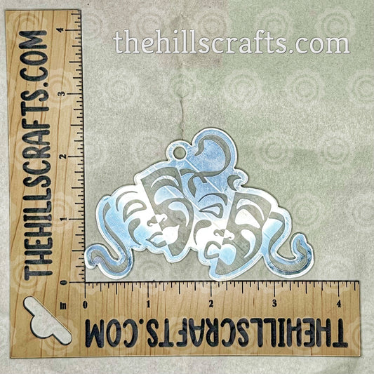 Theater Masks 2 Charm - Single Layer Engraved Homecoming Trinket