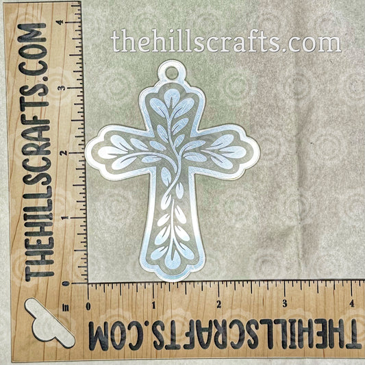 Cross With Vines - Charm - Laser Engraved - Homecoming Trinket