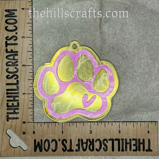 Paw Print with Heart Trinket - Stacked 2 Layer Acrylic Homecoming Trinket