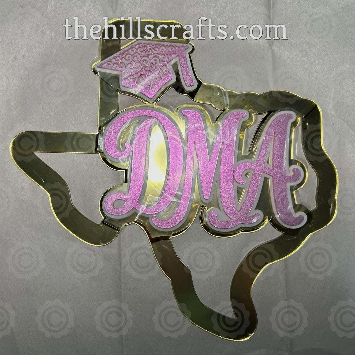 Custom Name  Senior Texas Shape Mum Center  - Three Layers