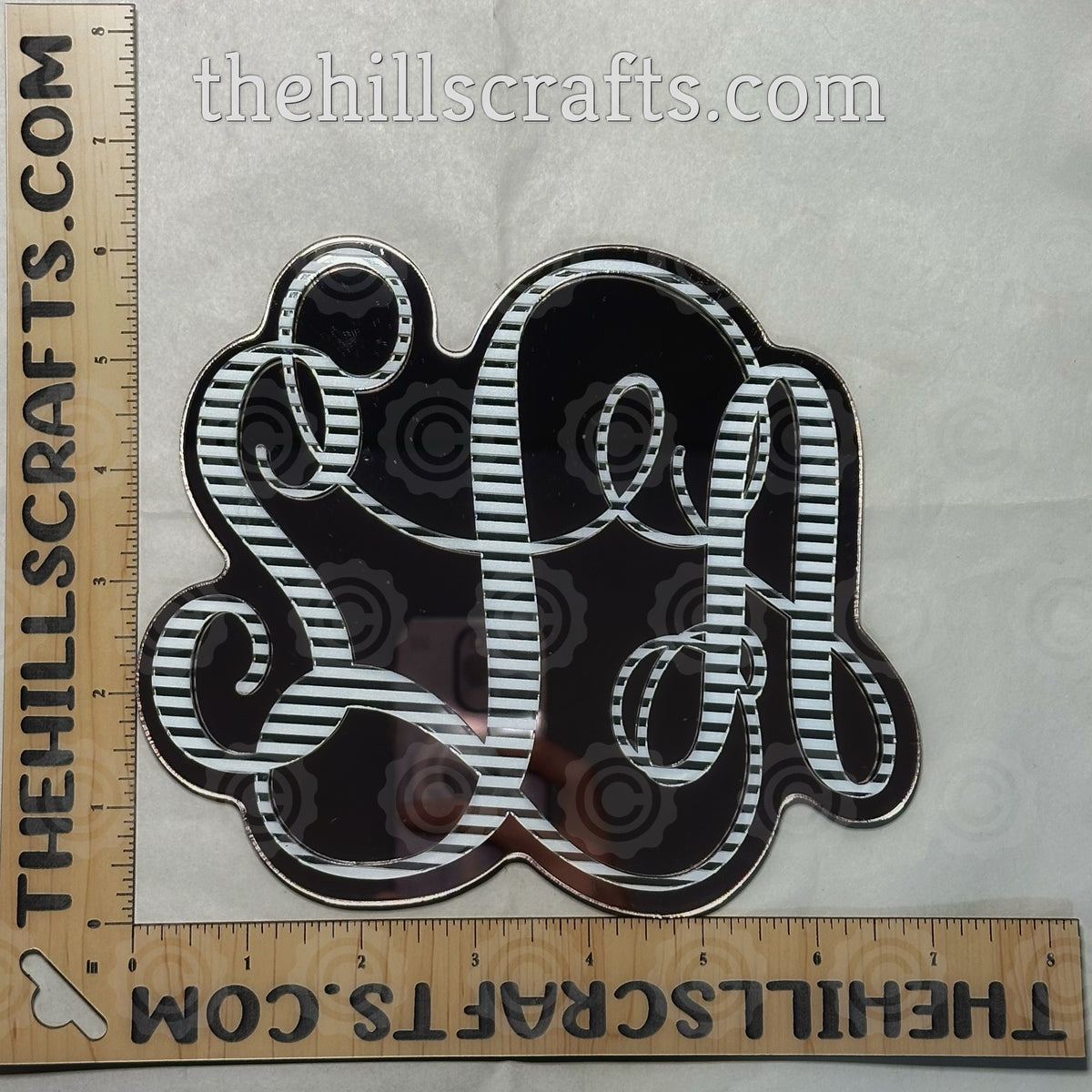 Custom Monogram - Mirror Acrylic Mum Center Two Layer
