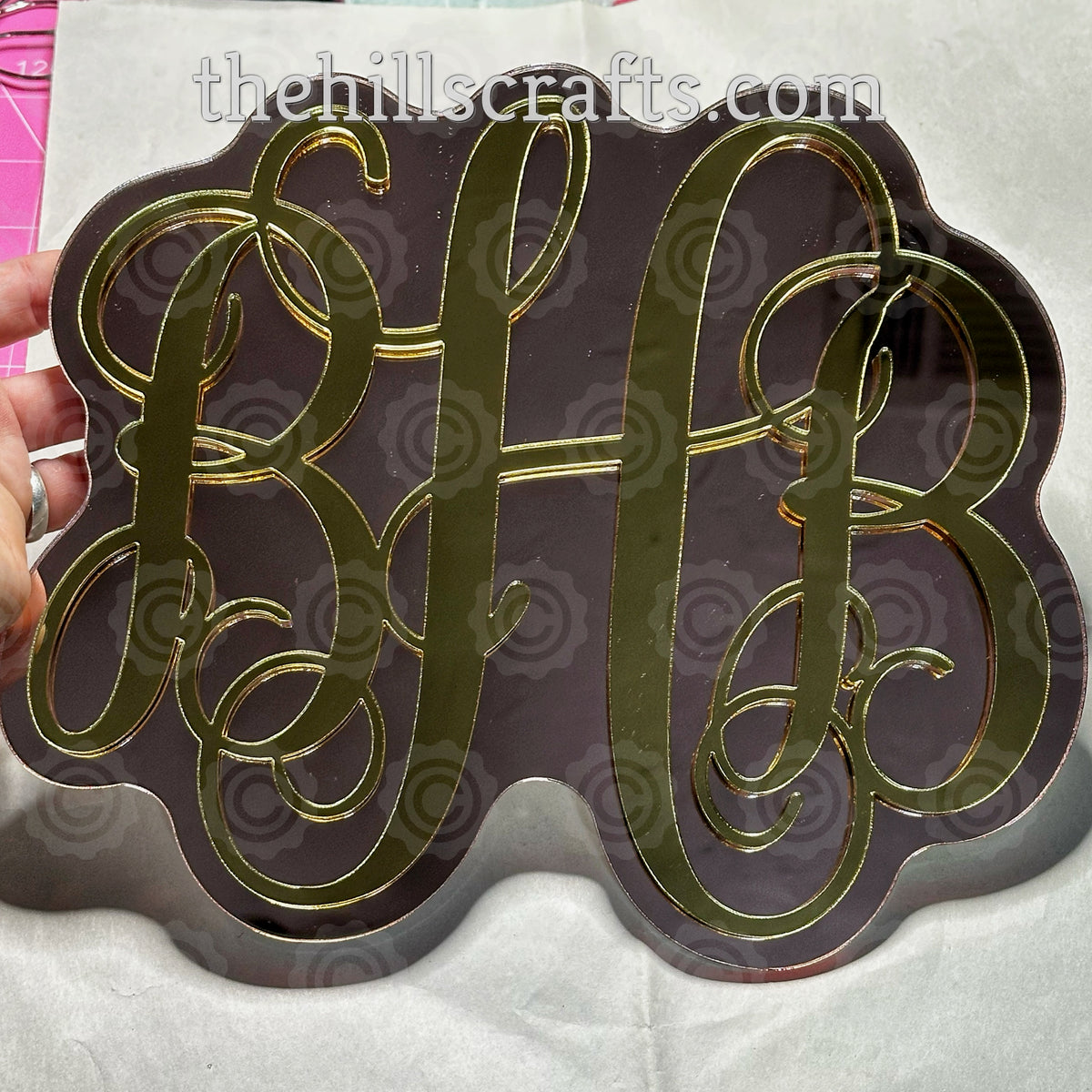Custom Monogram - Mirror Acrylic Mum Center Two Layer