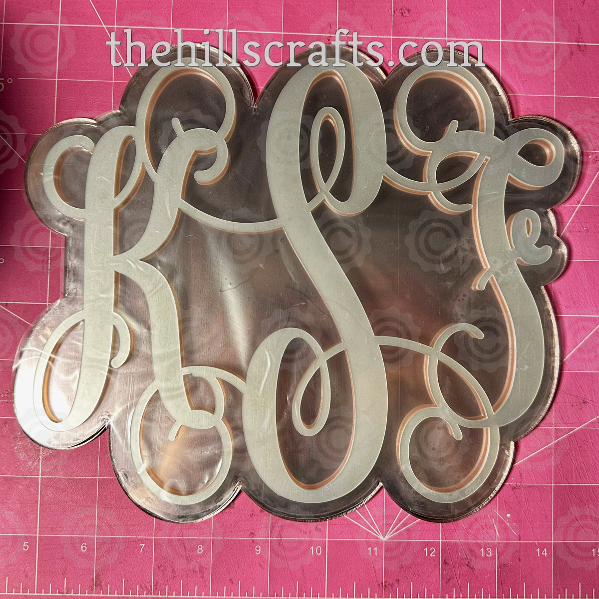 Custom Monogram - Mirror Acrylic Mum Center Two Layer