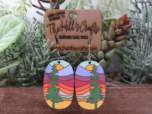 Sunset Nature Tree Earrings