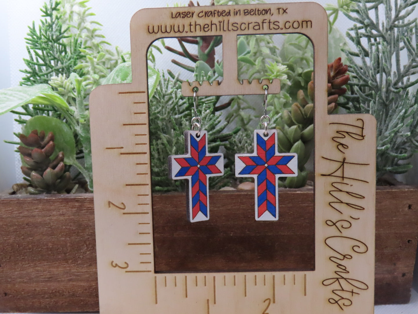 Red, White & Blue Cross Earrings