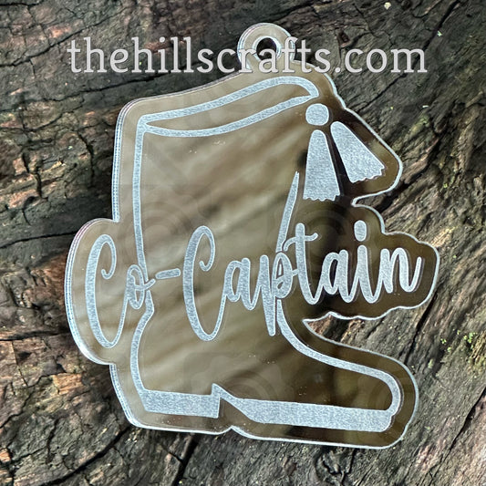 Drill Team Co-Captain Boot - Homecoming Trinket - Mirror Acrylic Trinket