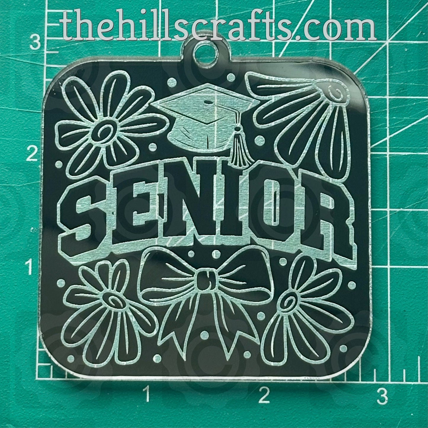 Senior Floral with Grad - Graduation Cap - Homecoming Trinkets - MIrror Acrylic Trinket