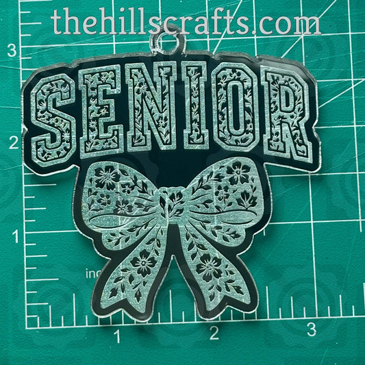 Senior Floral Coquette with Grad - Graduation Cap - Homecoming Trinkets - Mirror Acrylic Trinket