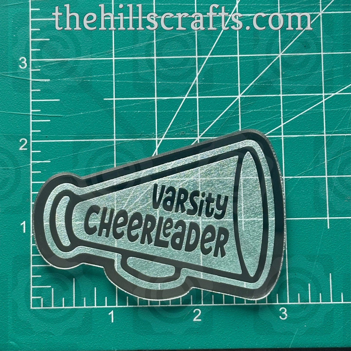 Varsity Cheerleader Megaphone Homecoming Trinket - Mirror Acrylic Trinket