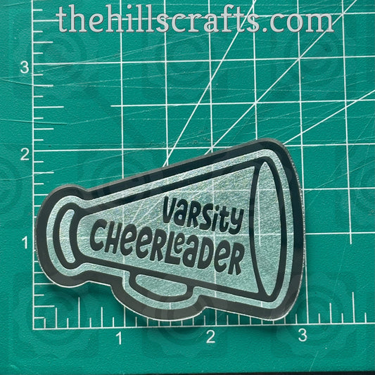 Varsity Cheerleader Megaphone Homecoming Trinket - Mirror Acrylic Trinket