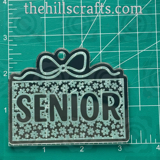 Senior Floral Box with Bow - Homecoming Trinkets - Mirror Acrylic Trinket
