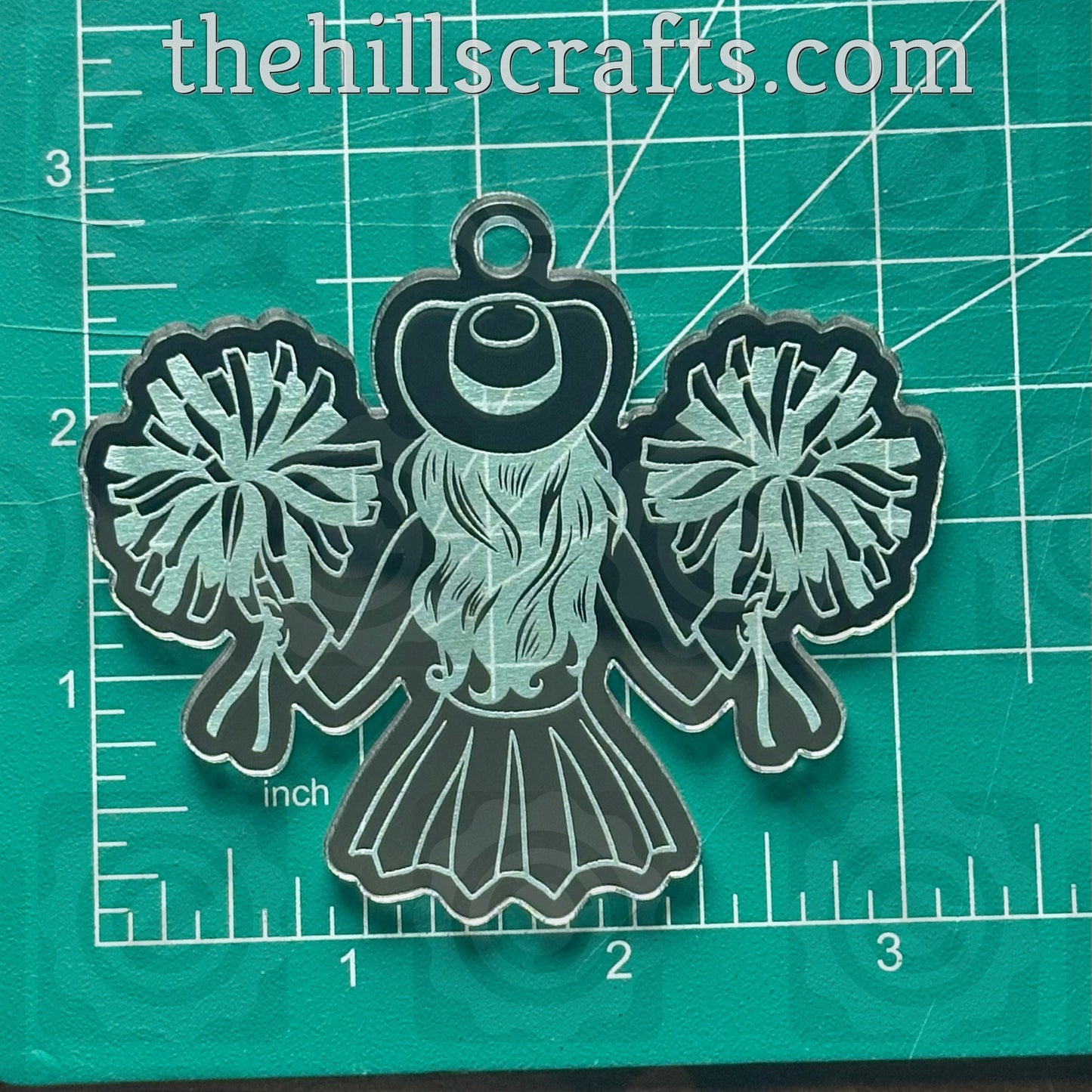 Drill Team Girl Back with Poms - Homecoming Trinket - Mirror Acrylic Trinket