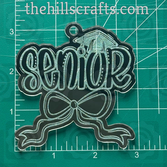 Senior With Bow and Grad Cap - Homecoming Trinkets - Mirror Acrylic Trinket