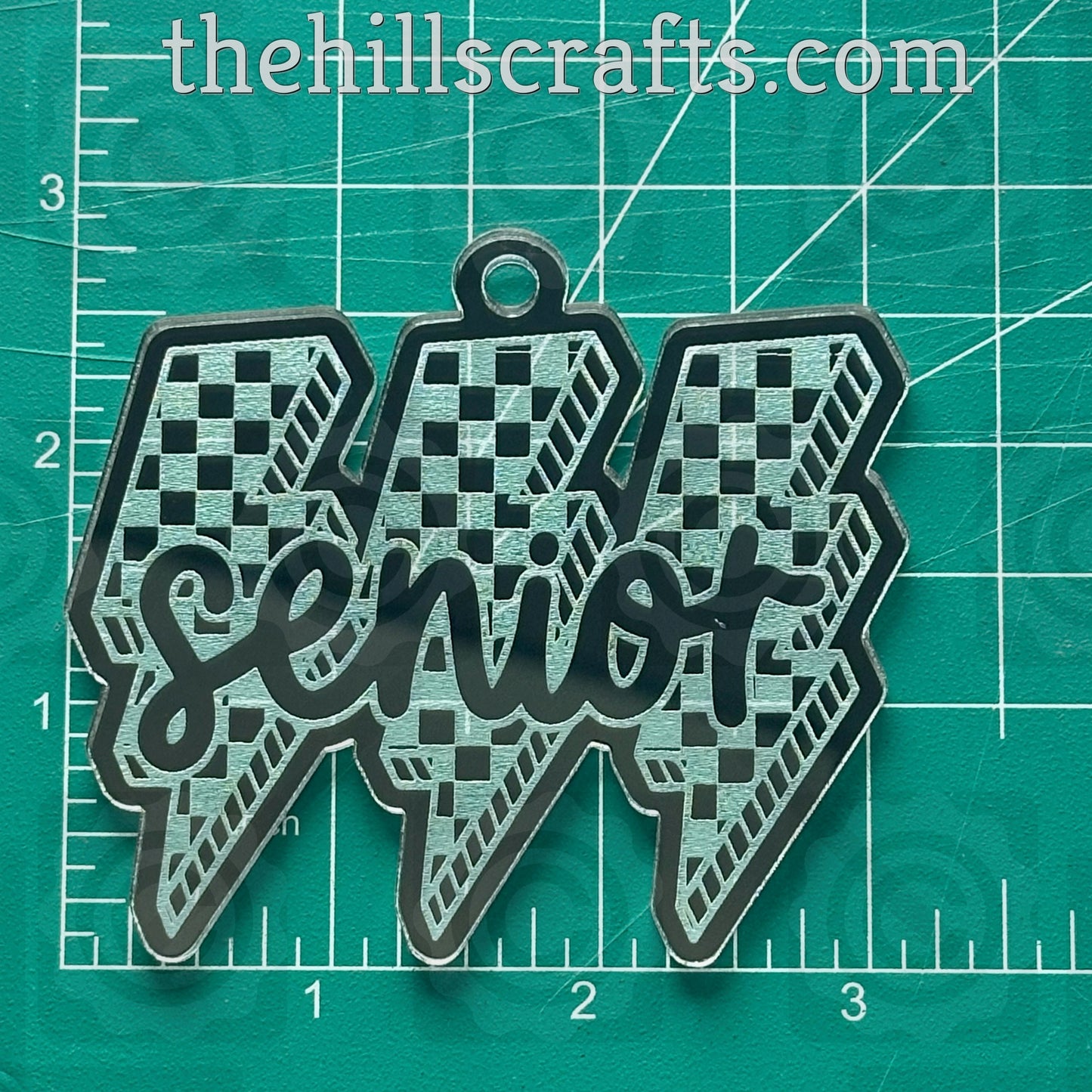 Senior Checkered Lightening Bolts - Homecoming Trinkets - Mirror Acrylic Trinket