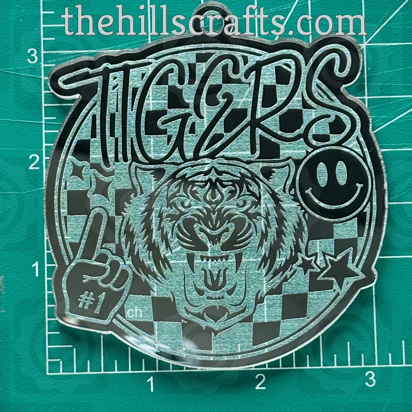 Tigers Checkered Homecoming Trinket - Mirror Acrylic Trinket