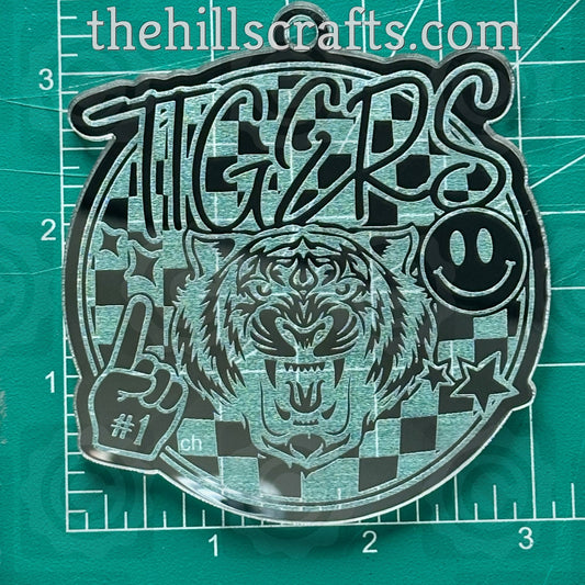 Tigers Checkered Homecoming Trinket - Mirror Acrylic Trinket