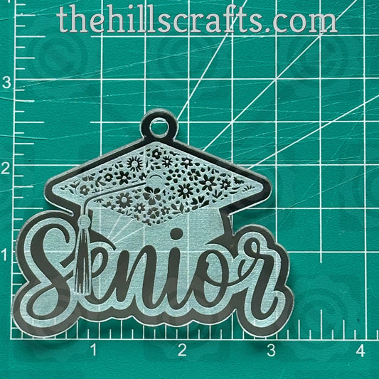 Senior Floral Grad Cap Graduation Cap - Homecoming Trinkets - Mirror Acrylic Trinket