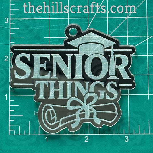 Senior Things Grad Cap Graduation Cap - Diploma - Homecoming Trinkets - Mirror Acrylic Trinket