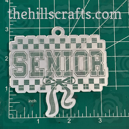 Senior Checkered with Bow - Homecoming Trinkets - Mirror Acrylic Trinket