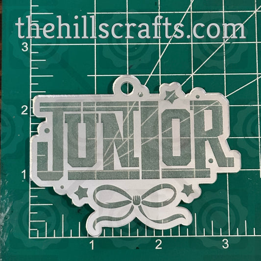 Junior Word Art with Bow - Homecoming Trinkets - Mirror Acrylic Trinket